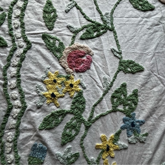 The Vermont Country Store Twin Rosalee Pastel Floral Chenille Bedspread - Picture 8 of 15